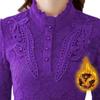 Camisa de encaje de otoño e invierno Camisa superior ajustada Camisa de mujer de talla grande con relleno de terciopelo y calidez