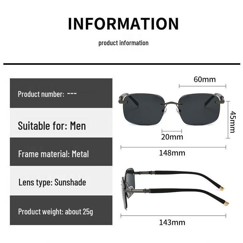 2025 Trend Men's Frameless Cut-Edge Metal Sunglasses - Stylish Fishing & Driving Glasses