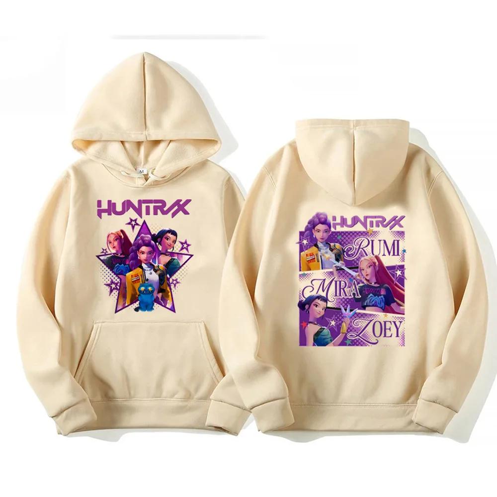 Kpop Demon Hunters Hoodies Women Mira Rumi Zoey Huntrix Hoodie Cartoon Harajuku Pullover Tops Man Woman Sweatshirt