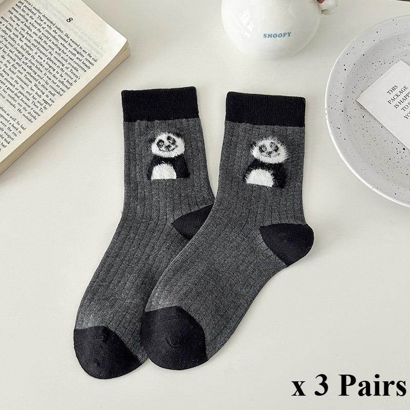 3 Perechi Șosete Dama Toamnă și Iarnă Până la Mijlocul Gambei Pluș Flocat Primăvară și Toamnă Șosete Pile Drăguțe