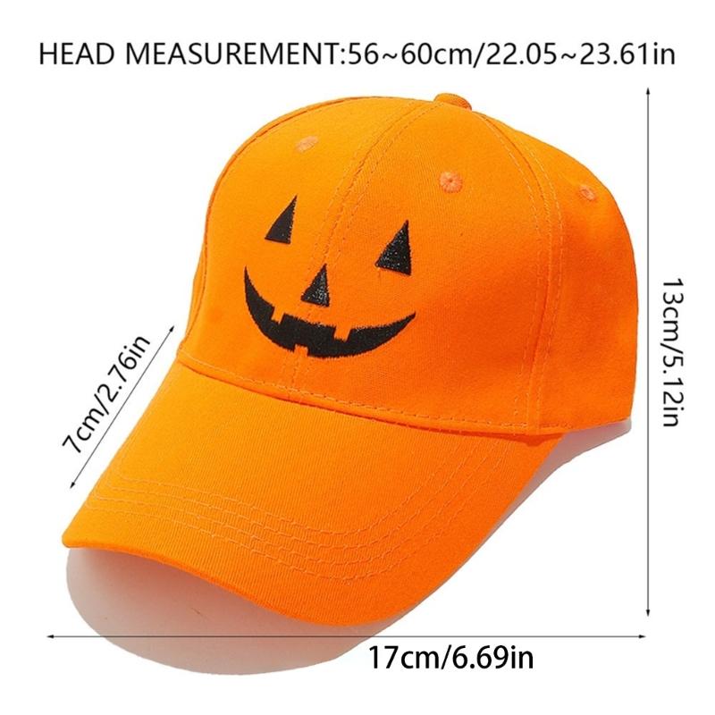 Embroidery Pumpkin Faced Baseball Hat for Family Outdoor Street Wear Dance Caps Festival Celebrate Hat Costume Accessory