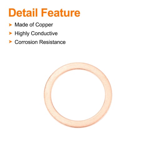 uxcell 12pcs Copper Washers, 28 x 36 x 1.5mm, Copper Rings, Sealing Gaskets, Heat and Oil Resistant, for Hydraulic Fittings, Sump Plugs