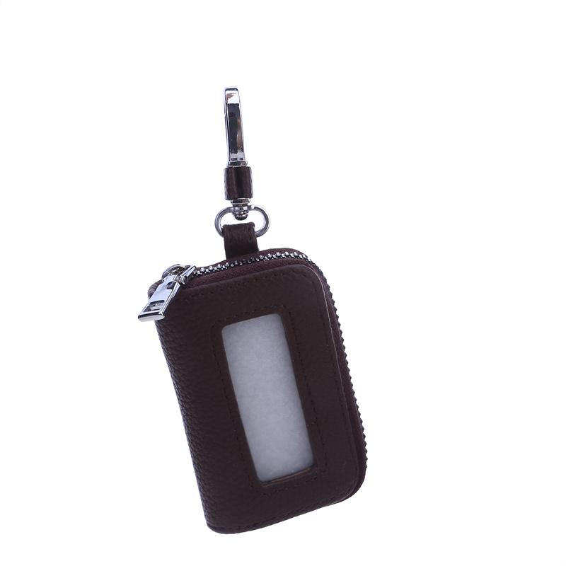 Car Key Bag Lychee Pattern Top Layer Cowhide Key Bag PU Leather Key Chain Large Capacity Unisex KeysBag кофейный