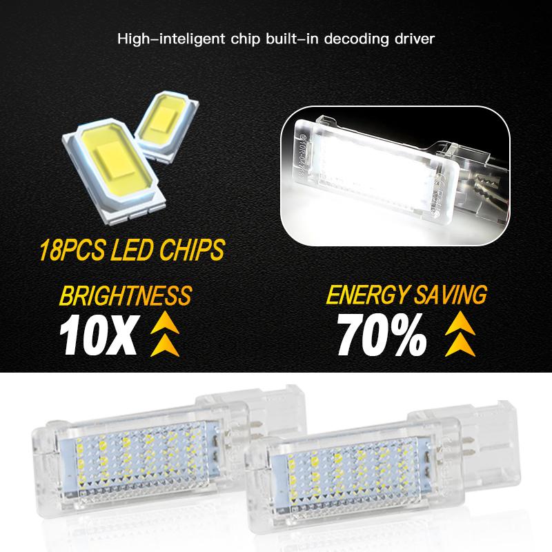 2pcs OEM 12V 3W Super Bright LED Footwell Light/ Glove Box Lamps For VW Sharan 2011-2020 Tiguan 2008-2019 Touareg 2003-2015