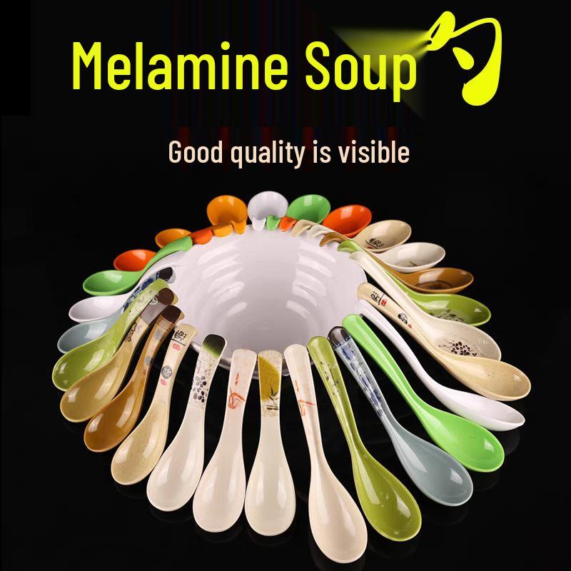 Imitation Porcelain Melamine Chinese-Style Drop-Resistant White Spoons for Hotel and Restaurant Use, Seasoning & Soup Serving