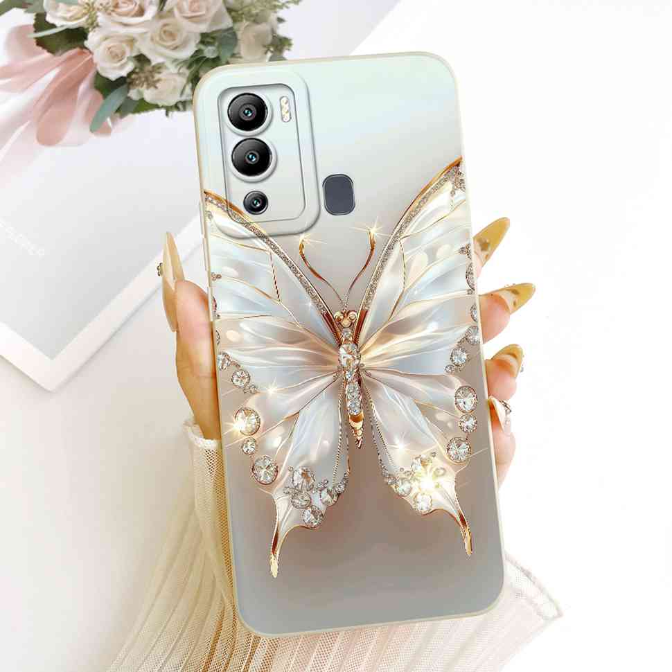 Cat Butterfly Case For Infinix Hot 12i Cases Soft Silicone Back Cover For Infinix Hot 12 i 12i Hot12i Case X665B X665 Fundas