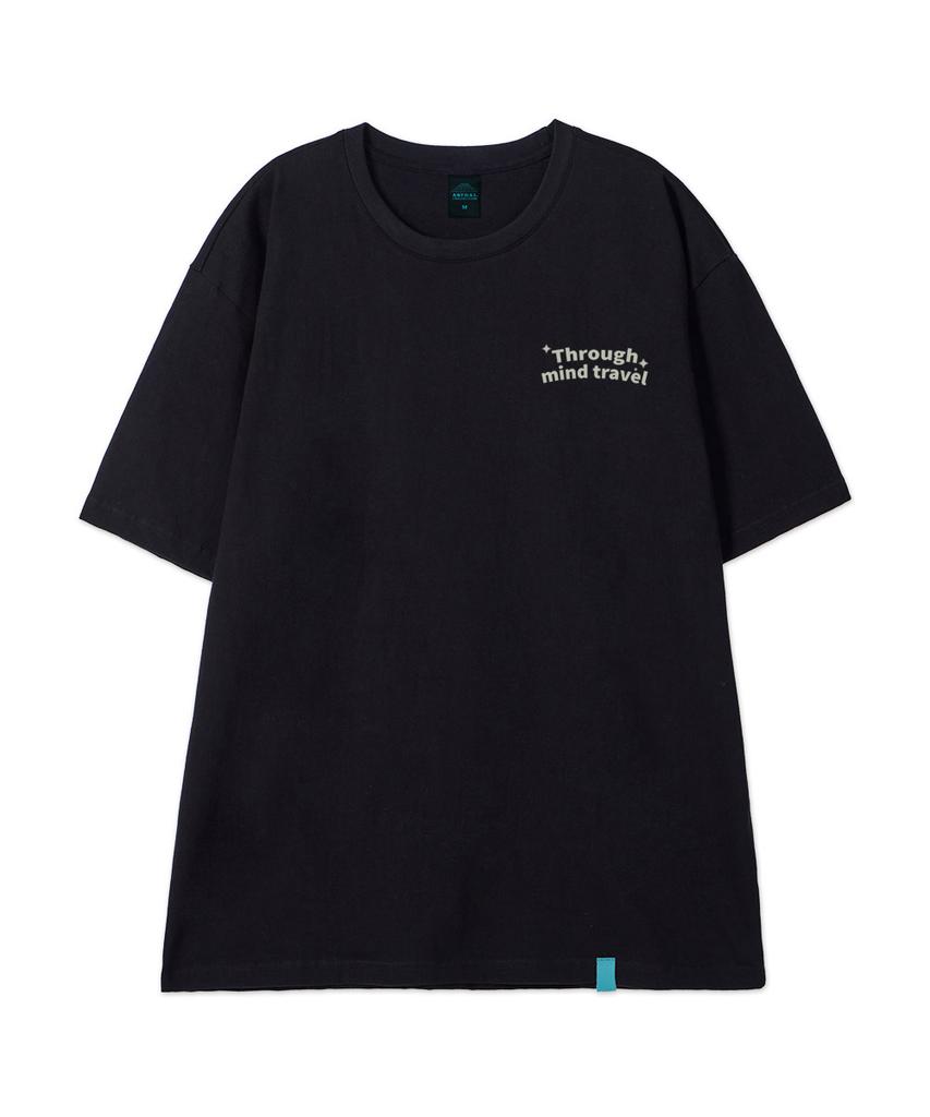 ASTRAL PROJECTION [Through Mind Travel] Cotton Loose Fit Short Sleeve T-Shirt_Black