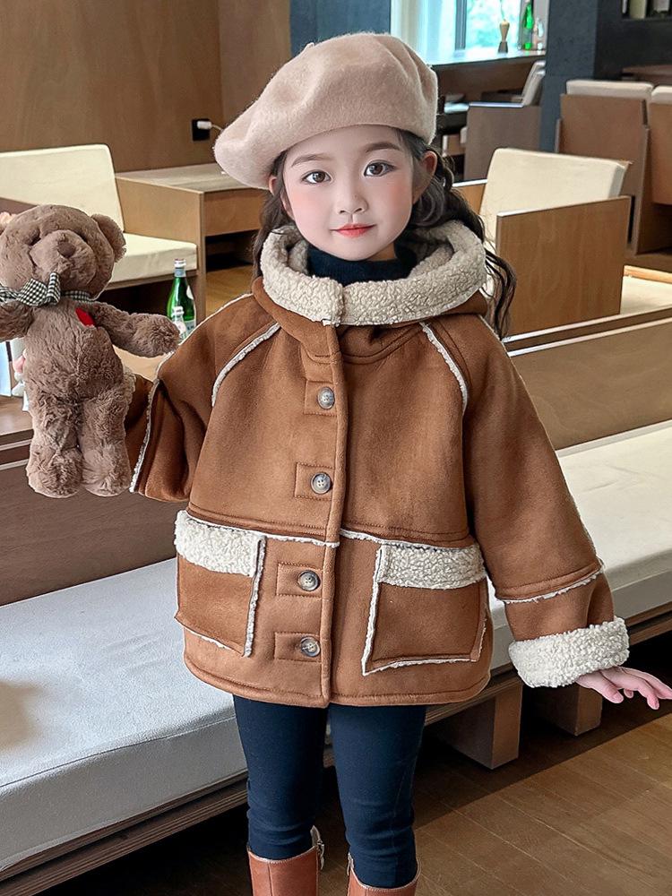Girls' Thick Winter Hooded Coat, Autumn/Winter 2025 Fashion