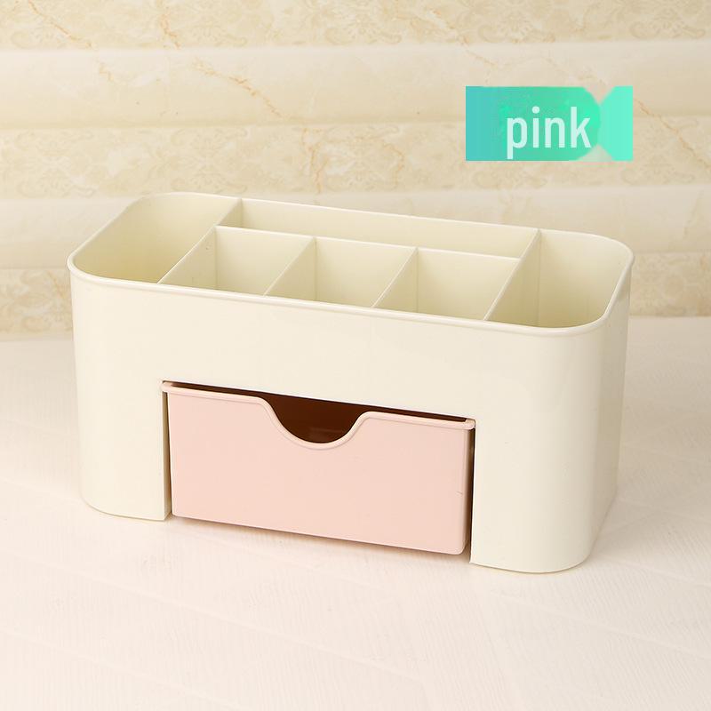 

Большой пластиковый настольный ящик-органайзер для косметики и ювелирных изделий розовый