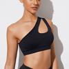 Damen Sport-BH Push Up Fitness BHs One-Shoulder Stoßfest Yoga BH Schwarz Weiß Yoga Lauf BH Sexy Weste