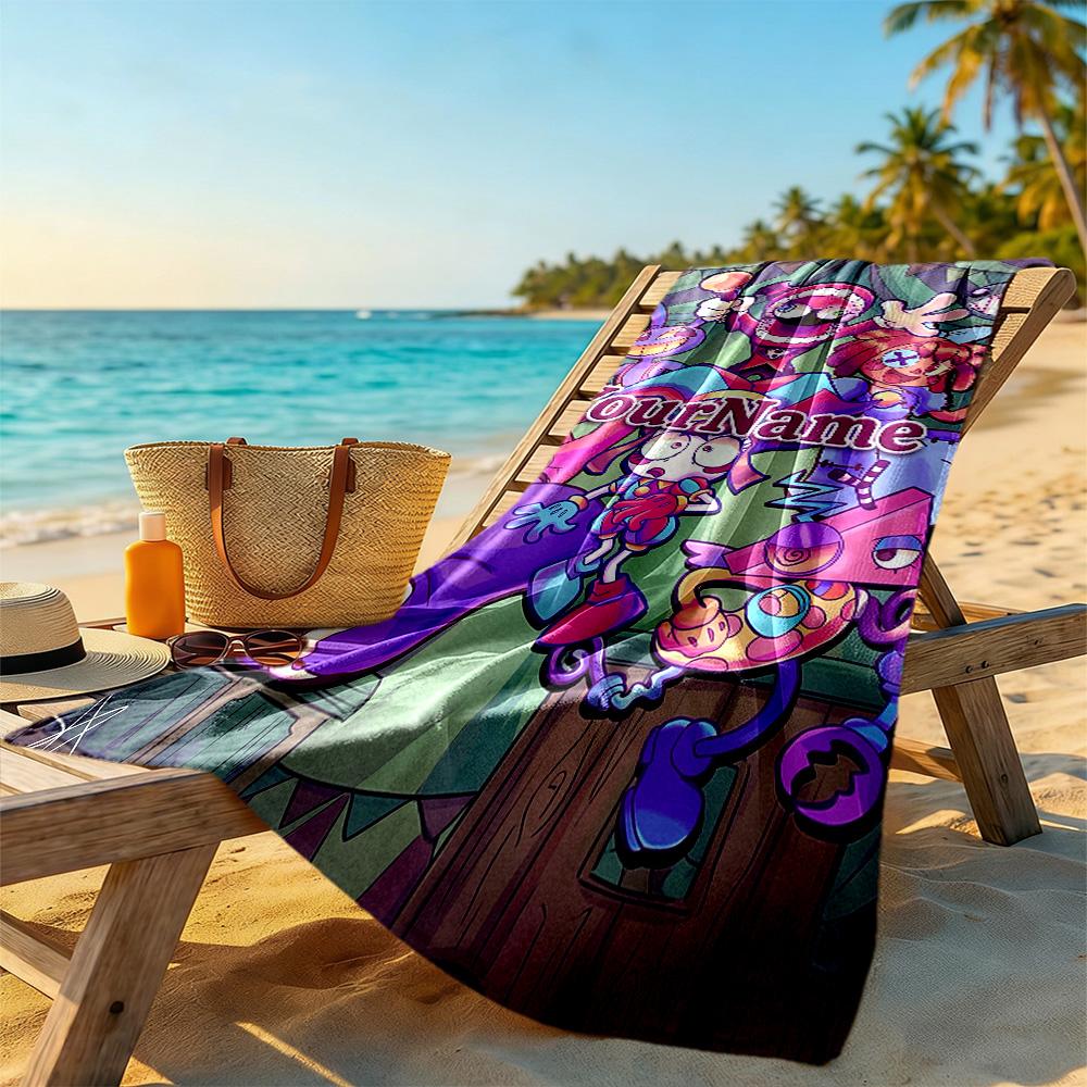 Digital Circus Personalized Text Beach Towel Quick-Dry Soft Microfiber Perfect for Traveling Yoga Camping and Swimming