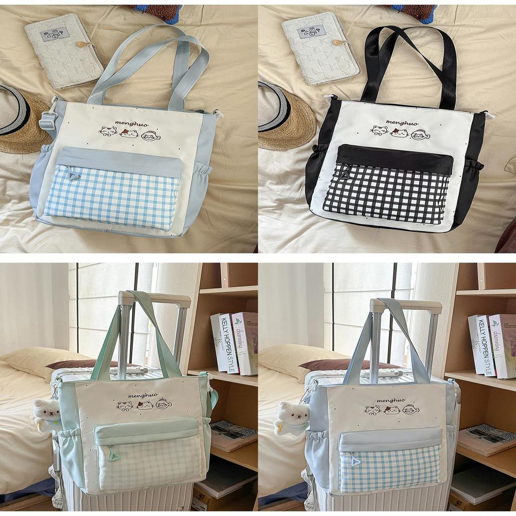 Cute Cat Pattern Crossbody Bag For Students With Embroidery And Zipper Closure