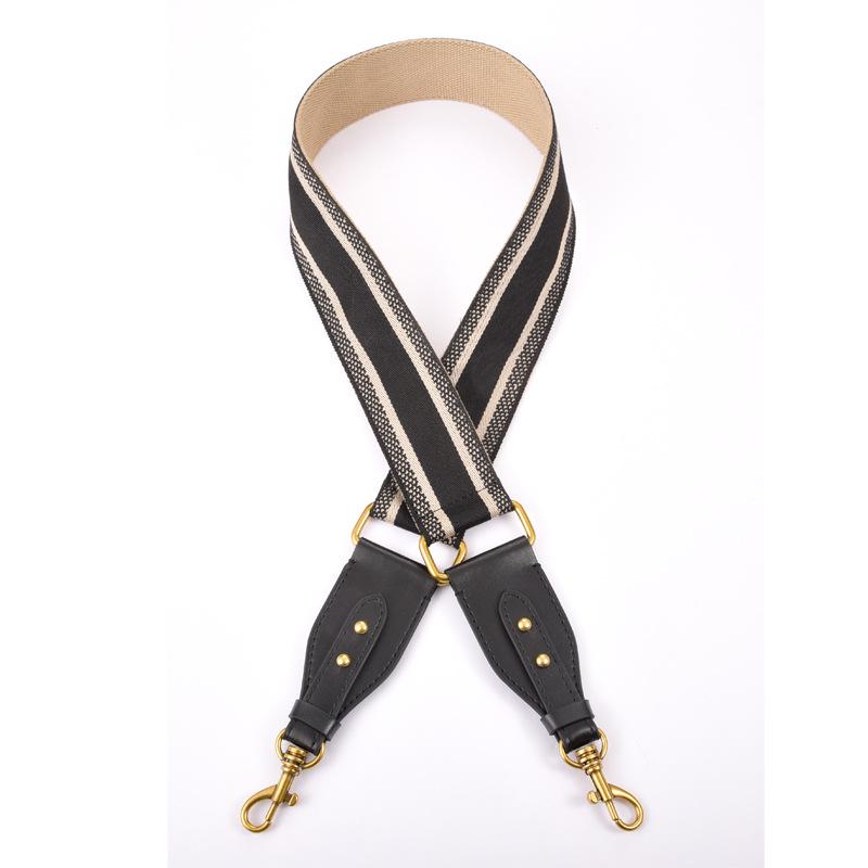 Black & White Striped Wide Canvas Bag Strap - Autumn/Winter Style Crossbody Shoulder Strap