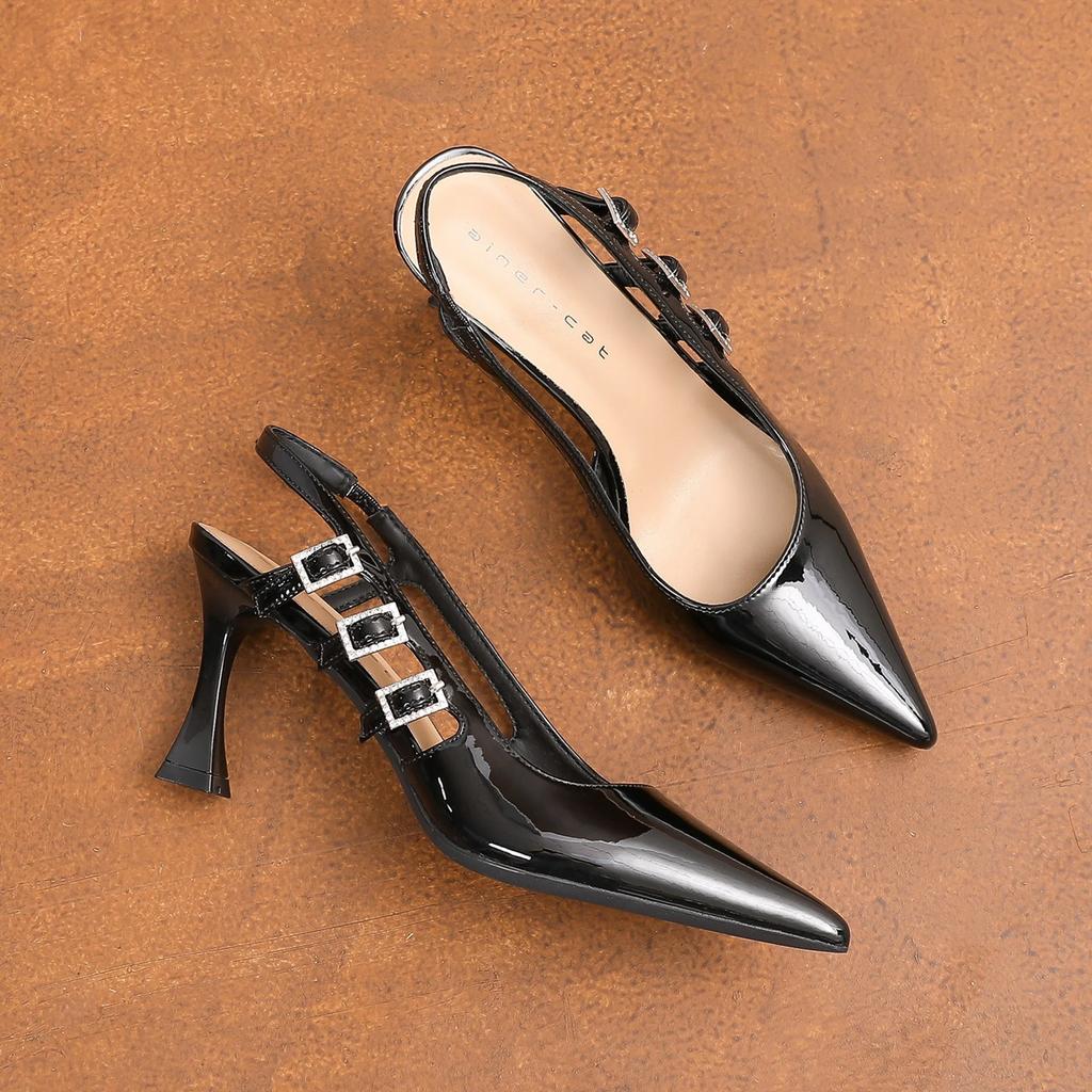 Fashion New Design Women Pumps High Heeled Sandals Pointed Toe Marry Jane Shoes High Quality Pu Heels Fashion Ladies Shoes 2025