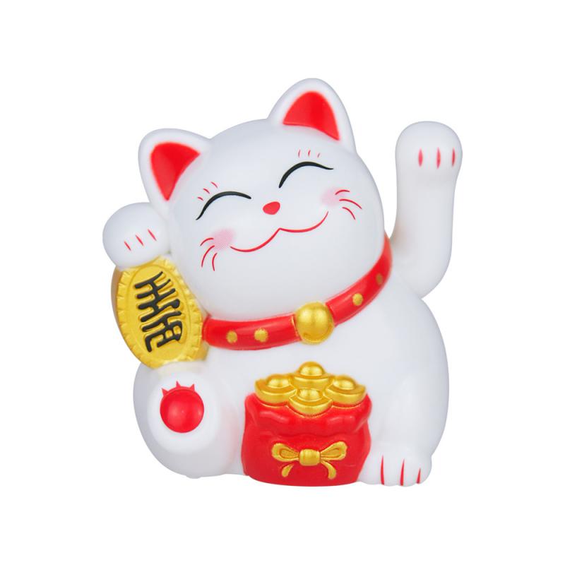 1/2PCS Lucky Cat Decoration Mini Solar Automatic Waving Fortune Figurine Cat Car Decoration Statue Home Desktop Auto Interior