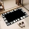 Black and White Simple Carpet Diatomaceous Earth Mat Water Absorbent Quick-Dry Mat Non-Slip Foot Mat for Home Bathroom Kitchen Toilet Entrance