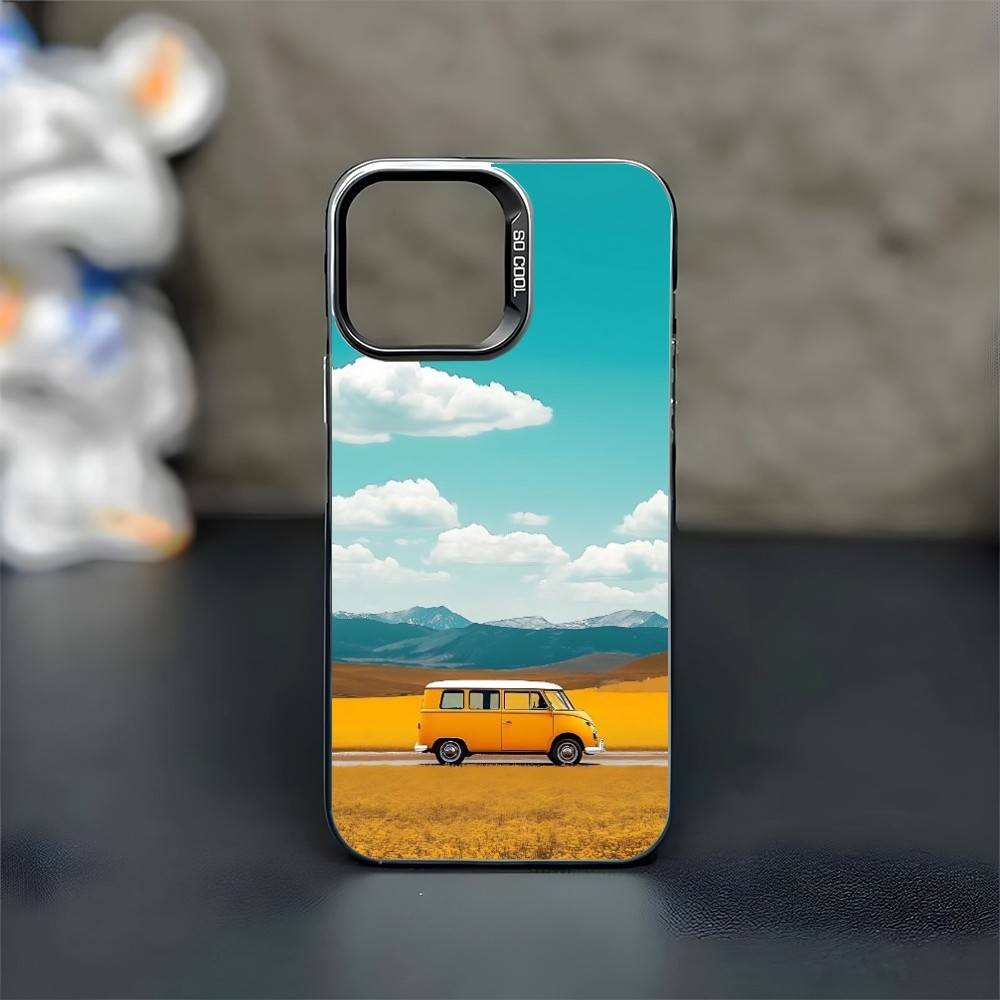 Traveling car Phone Case For iPhone17,16,15,14,13,12,11 Plus,Pro Max Black Matte Shockproof Cover