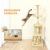 Cat Tower with House, Perch, Platforms and 4 Hanging Mice, 60x35x134 cm, Beige