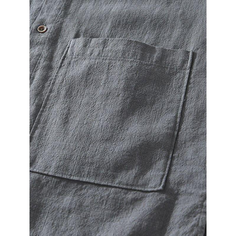 New Chinese Style Retro Cotton Linen Stand Collar Short Sleeve Shirts Men's Japan Fashion Artistic Summer Shirt Outerwear Thin