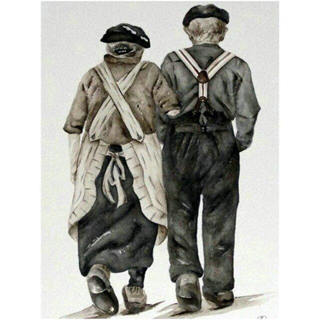 DIY 5D Diamond Painting Old Couple Mosaic Full Round Rhinestones Diamond Embroider