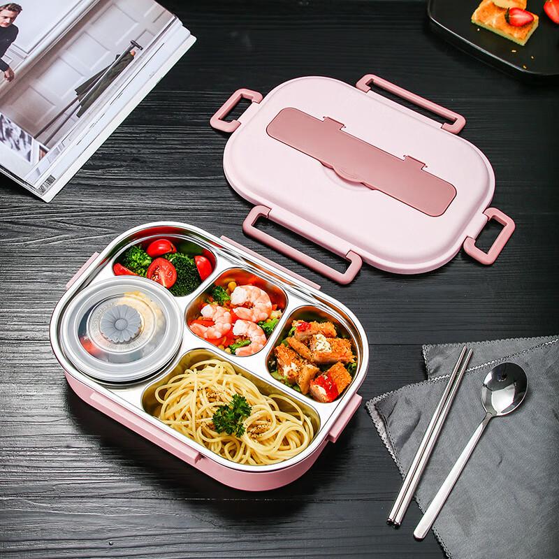 Jingxun 304 Stainless Steel 5-Compartment Microwaveable Lunch Box Set