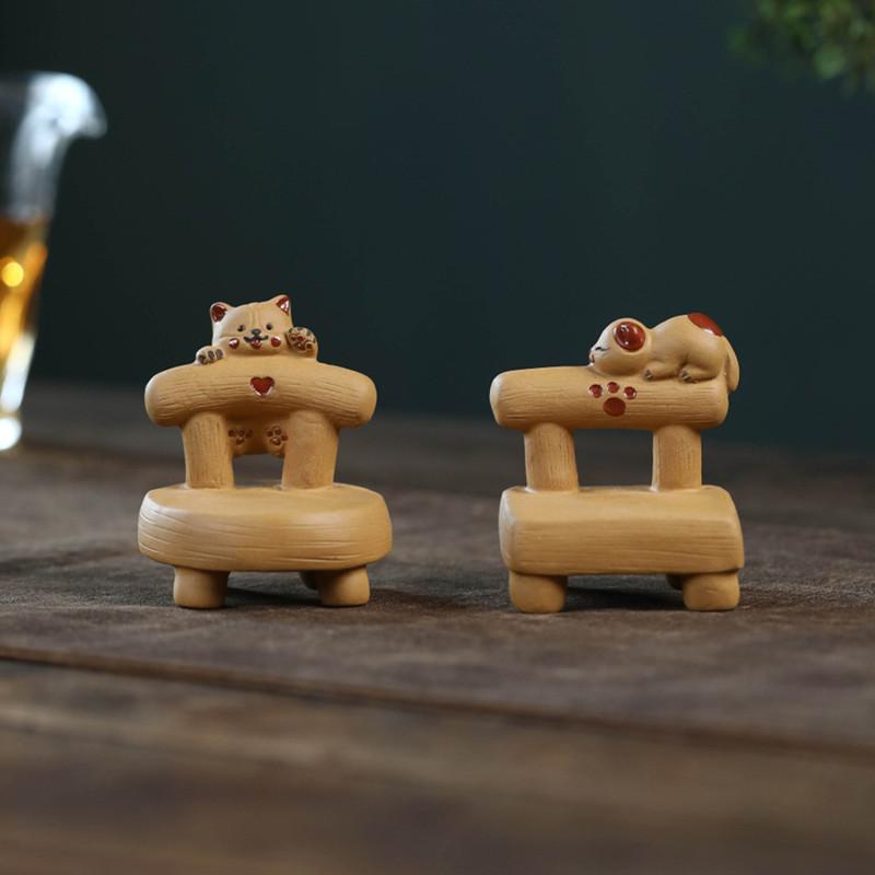 Yixing Purple Clay Tea Pet Creative Handmade Chair Model Ornaments Desktop Decors Crafts Chinese Zisha Tea Set Decoration