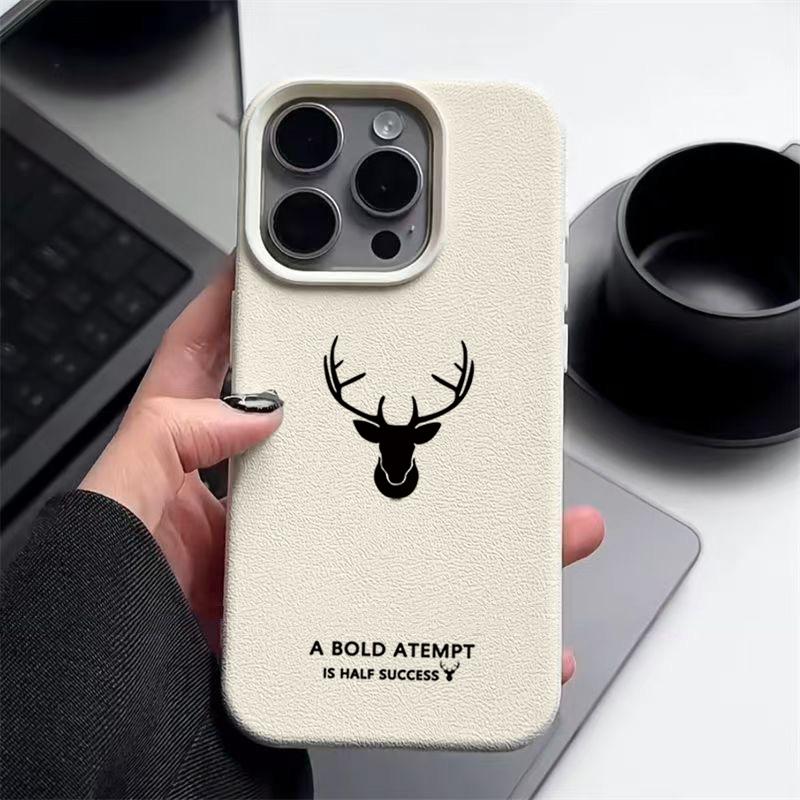 For iPhone 16 Pro Max 16E 15 Pro 14 13 12 11 Phone Case Deer Pattern Slim Matte Anti-Fall TPU Soft Shockproof Bumper Cover