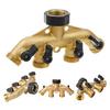 Brass 4 Way Hose Splitter for Outdoor Watering High Flowing Support Multiple Hose Connection Simultaneously Supplies