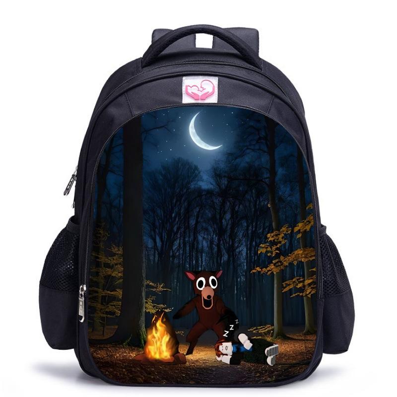 

99 ночей у лісі Рюкзак із мультяшним принтом 7344 Black schoolbag-large size