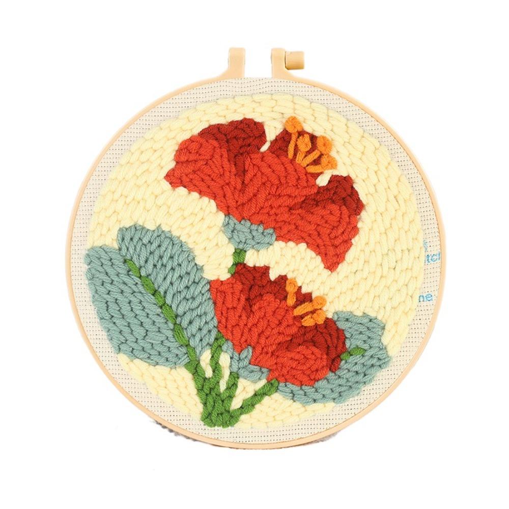 Flower Pattern Punch Needle Set Needlework Poke Needle Embroidery Kit  Educational Toys