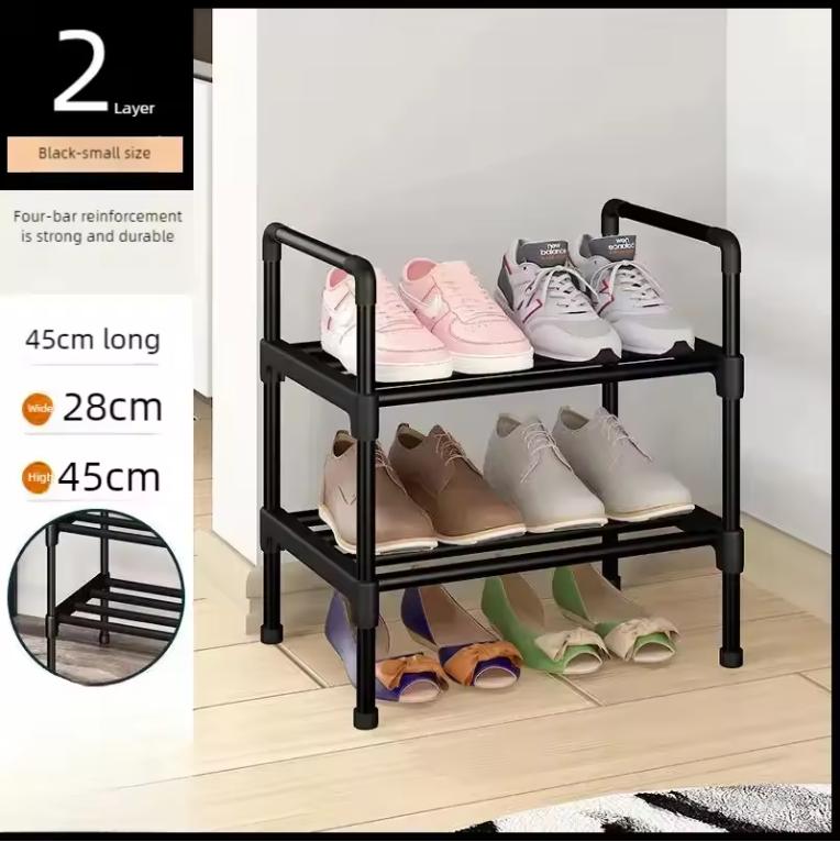 Multi-Tier Metal Shoe Rack Stackable Organizer Freestanding Black Space Saving Storage for Closet Bedroom Indoor Outdoor Use 2600₽