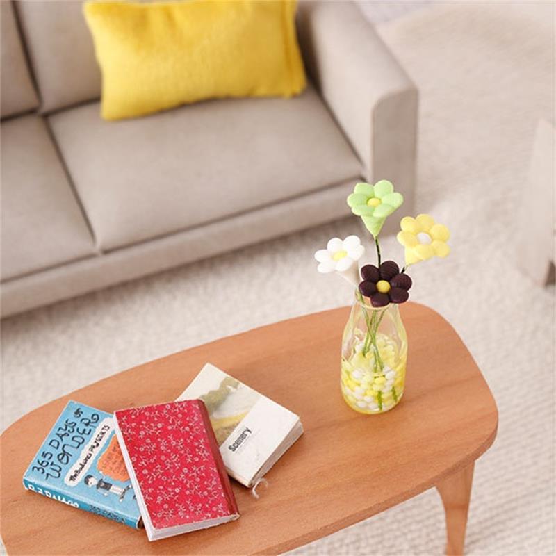 Cute Dollhouse Miniatures Cherry Wood Coffee Table Desk Model Mini Furniture Ornaments Kids Pretend Play Toy Diy Accessory Gifts