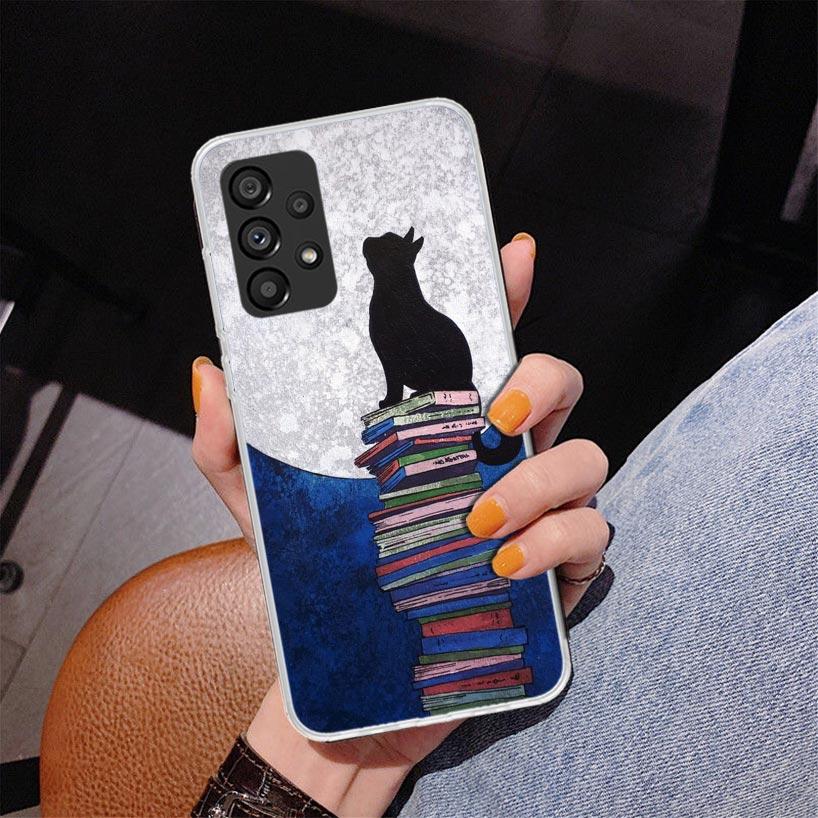 Black Cat Cartoon Cute Phone Case For Samsung Galaxy A17 A16 A15 A14 A13 A57 A56 A55 A54 A53 A37 A36 A35 A34 A33 A26 A25 A24 A23