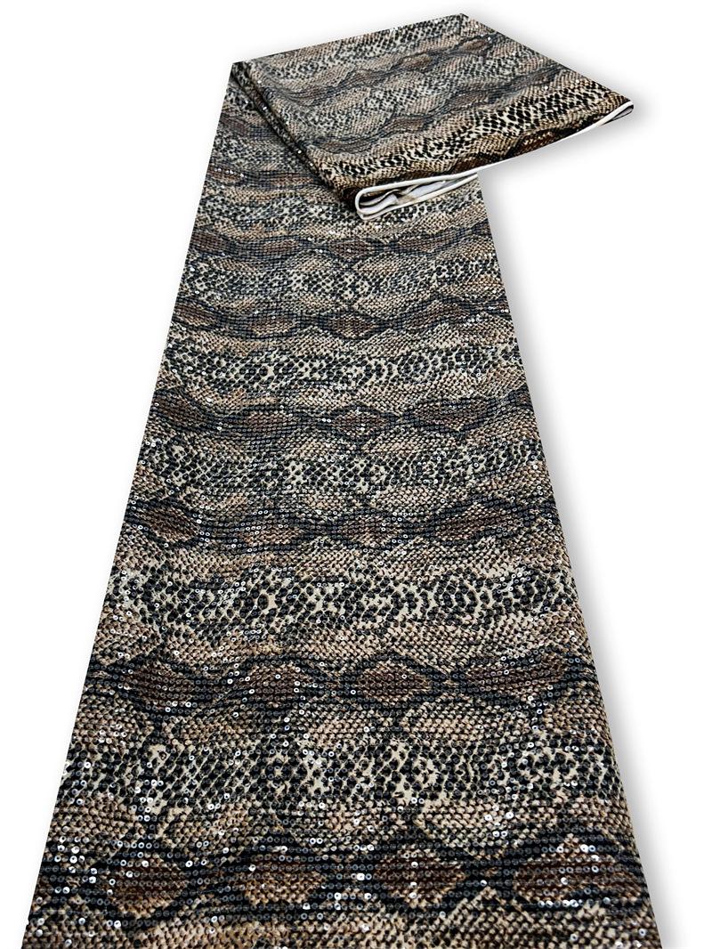 1Yards Product Snake Print Embroidery Elastic Sequin Fabric Skirt Evening Dress Stage Performance Costume Sequin Fabric 1Yards