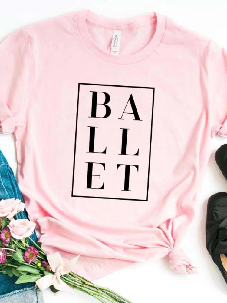 WoUnisex T Shirt Ballet Letters Print Tshirt WoUnisex Short Sleeve O Neck Loose Tshirt Ladies Causal Tee Shirt Clothes Tops