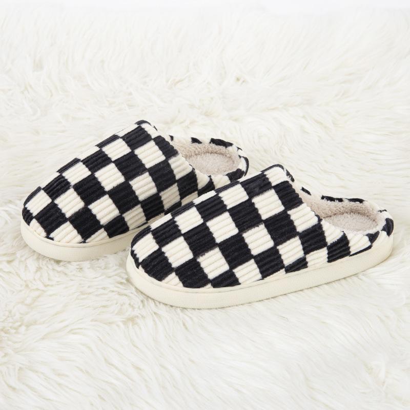 Winter New Home Thermal Cotton Shoes Wool Bag and Couple Thick-soled Cotton Slippers