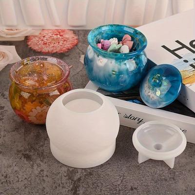 1pc Jar Silicone Molds, Jar Resin Molds with Lid, Epoxy Molds for DIY Jewelry Storage Box, Candle Holder, Candy Container, Epoxy Resin Casting Gifts