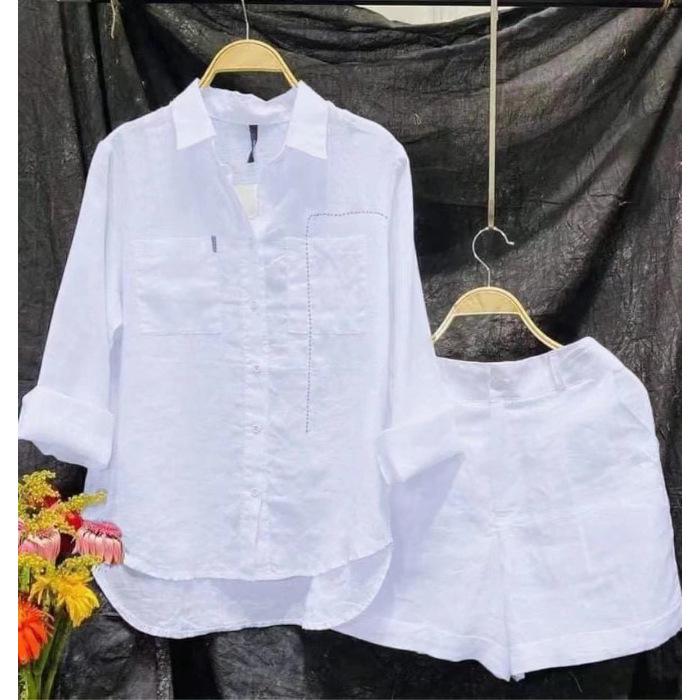 Solid Color Cotton-Linen Shirt & Pants Set - Women's Fashion for Spring & Autumn