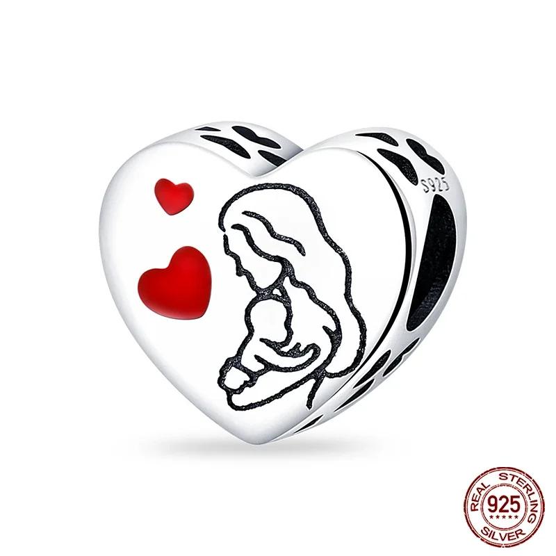 New Copper Romantic Heart Series Charms Beads Fit Original Bracelet Diy Mother'S Day Jewelry Gifts