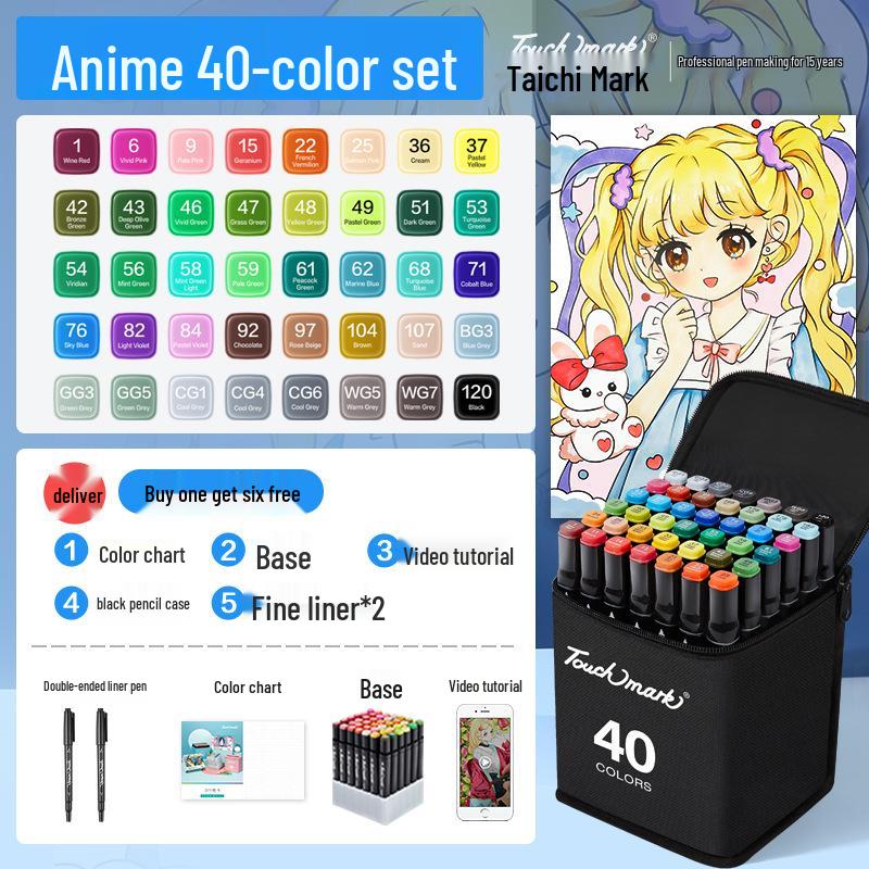 Dual-Tip Art Marker Set - 120 Colors, Hard Tip, Oil-Based for Students