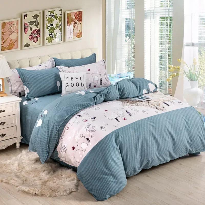 Luxury King Queen Size Bed Duvet Coat Sheet Quilt Cover Set Thickened Pure Cotton Brushed Bedding Four-piece Set