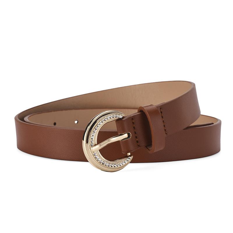 Rhinestone Inlaid Alloy Buckle Women'S Elegant Simple Decorative Belt High-End Belt Women'S Tide