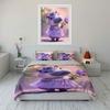 Cute hippo holding purple flower Print Bedding Set 1 Duvet Cover 2 Pillowcases for Adult and Children Luxury Gift Full Size