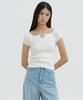LUCIR ZU Strap Neck Ribbed Knit Top (Ivory)