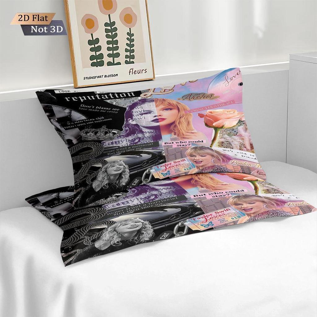 Taylor Swift Printed Three-Piece Bedding Set: Creative Customizable Duvet Cover and Pillowcase
