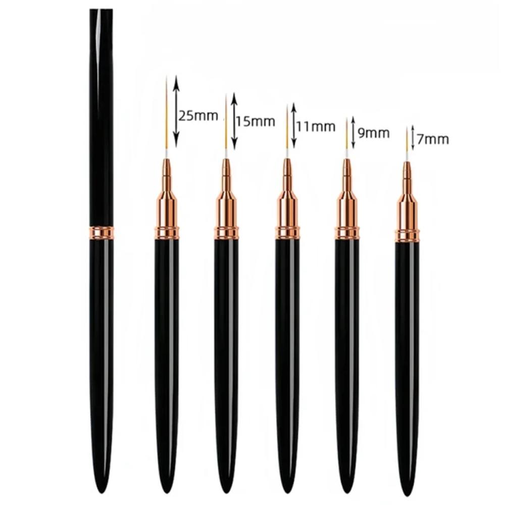 5Pcs/Set Nail Art Pen Set Brushes Manicure Tool Elongated Lines Striping Drawing UV Gel Painting Professional Nail Design Pen