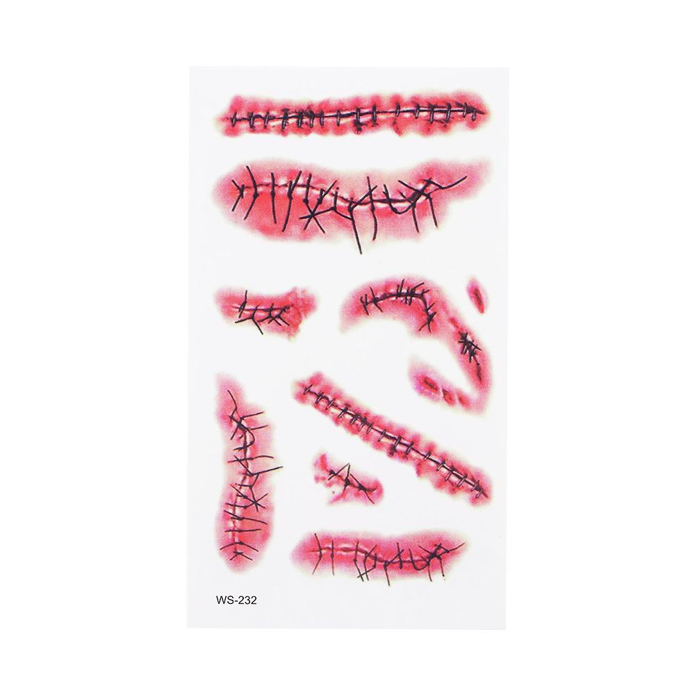 Face Body Art Horror Wound Temporary Tattoos Halloween Tattoo Stickers Fake Tattoo Horror Scar