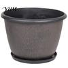 Indoor Decorative Plant Containers 12 Inch Thickened Flower Pots for Outdoor Indoor, Plastic Leaf-Pattern Texture Large Basin with Saucer Planter
