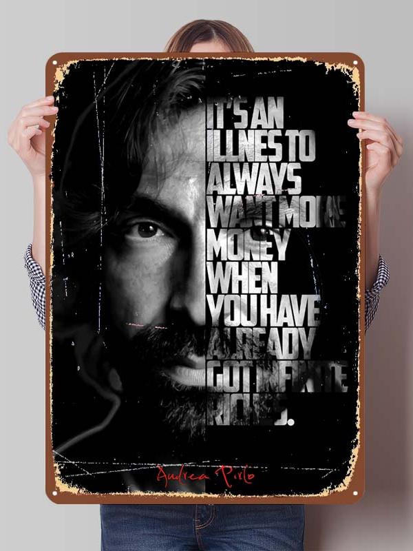 Andrea Pirlo Football Player Metal Posters Wall Art of Murals Custom Made Metal Tin Sign Plaque for Wall Decoration Retro Decor