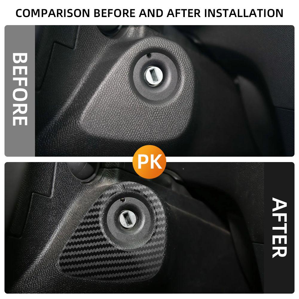 For Peugeot 2008 208 308 2013-2018 Abs Carbon Fiber Ignition Key Ring Cover Trim Sticker Car Interior Accessories
